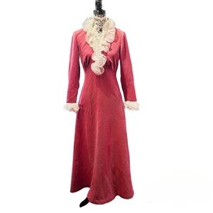 Vintage 60’s/70’a Ruffle Collar Trim Maxi Dress